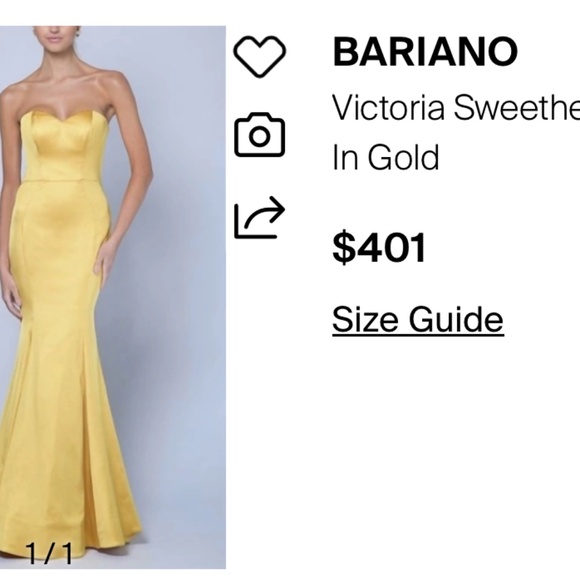 Bariano Victoria Sweetheart Strapless Gold Evening Gown - NWT - Picture 14 of 16